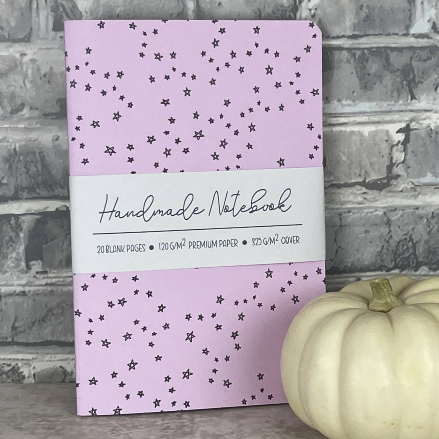 Handmade Saddle Bound Notebook - Doodle Stars - A5ish