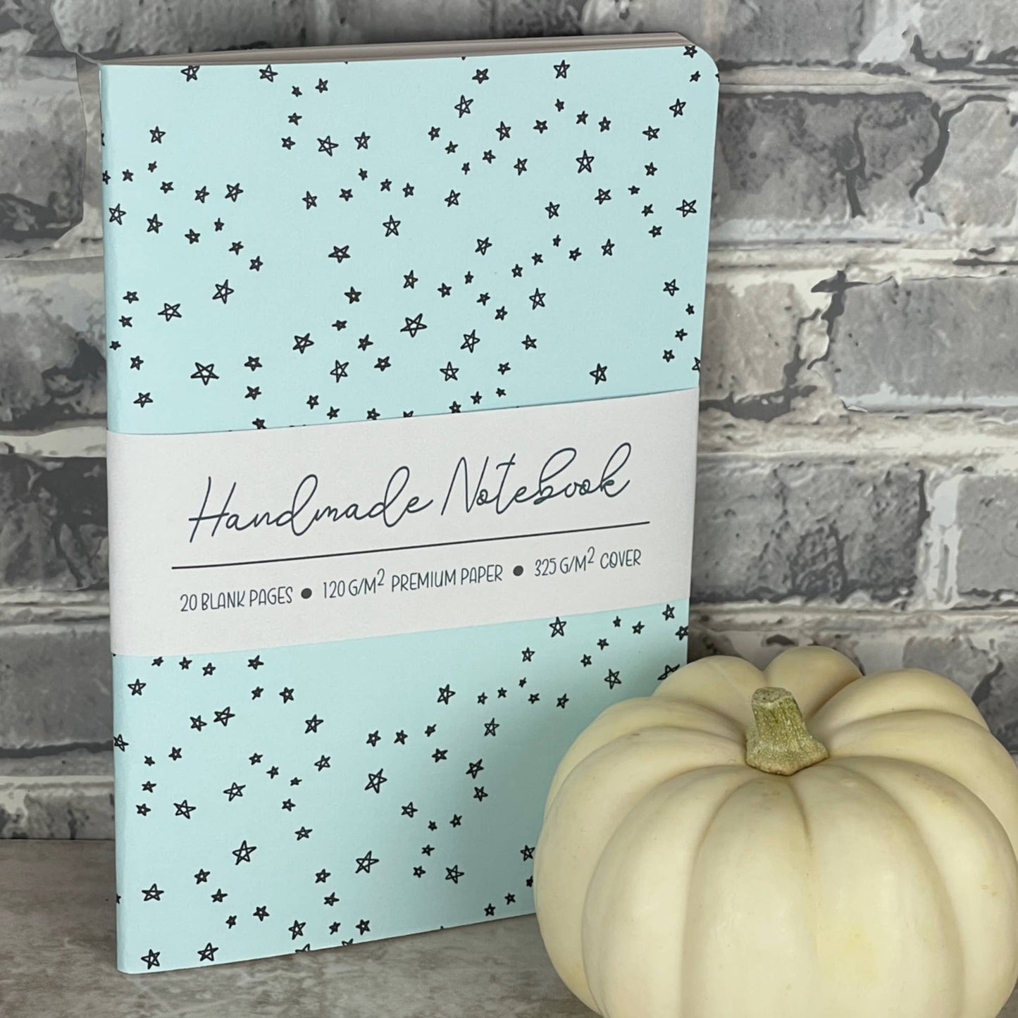 Handmade Saddle Bound Notebook - Doodle Stars - A5ish