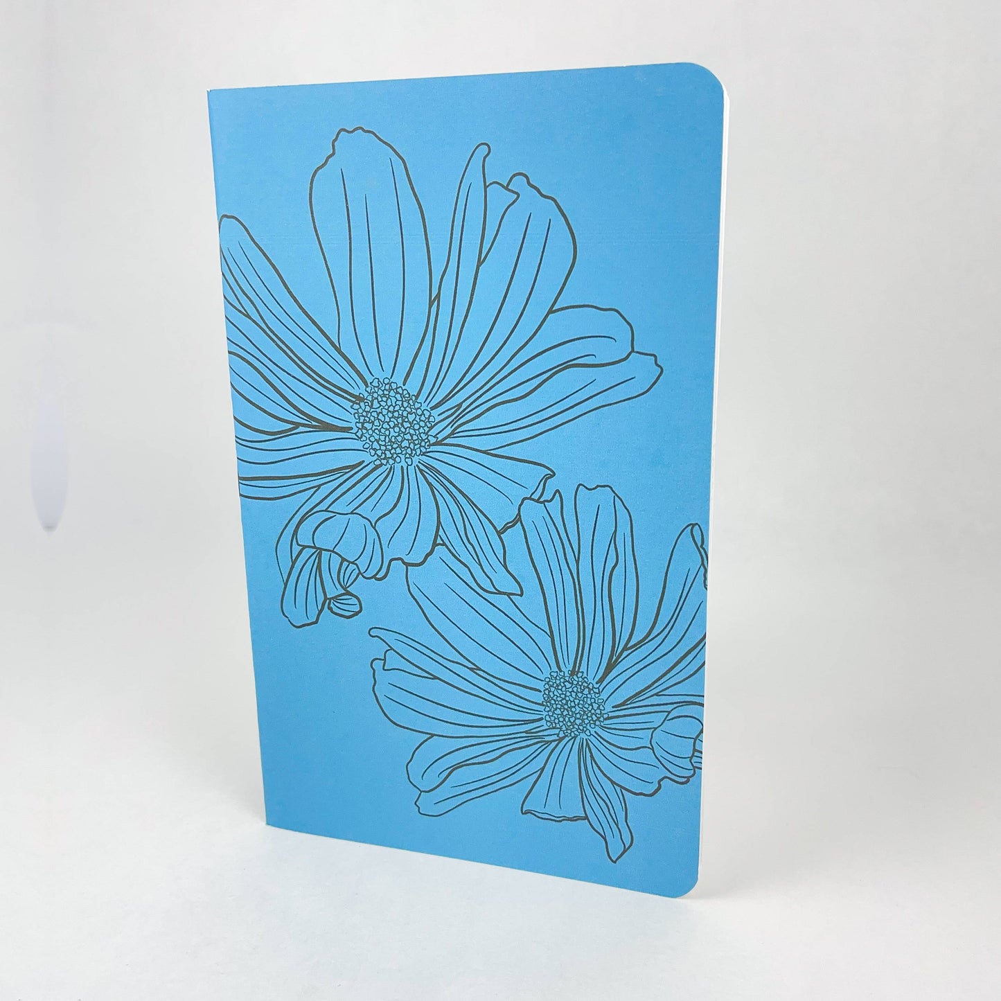 Inked Flowers - Style 1 - Blue - Handmade Saddle Bound A5