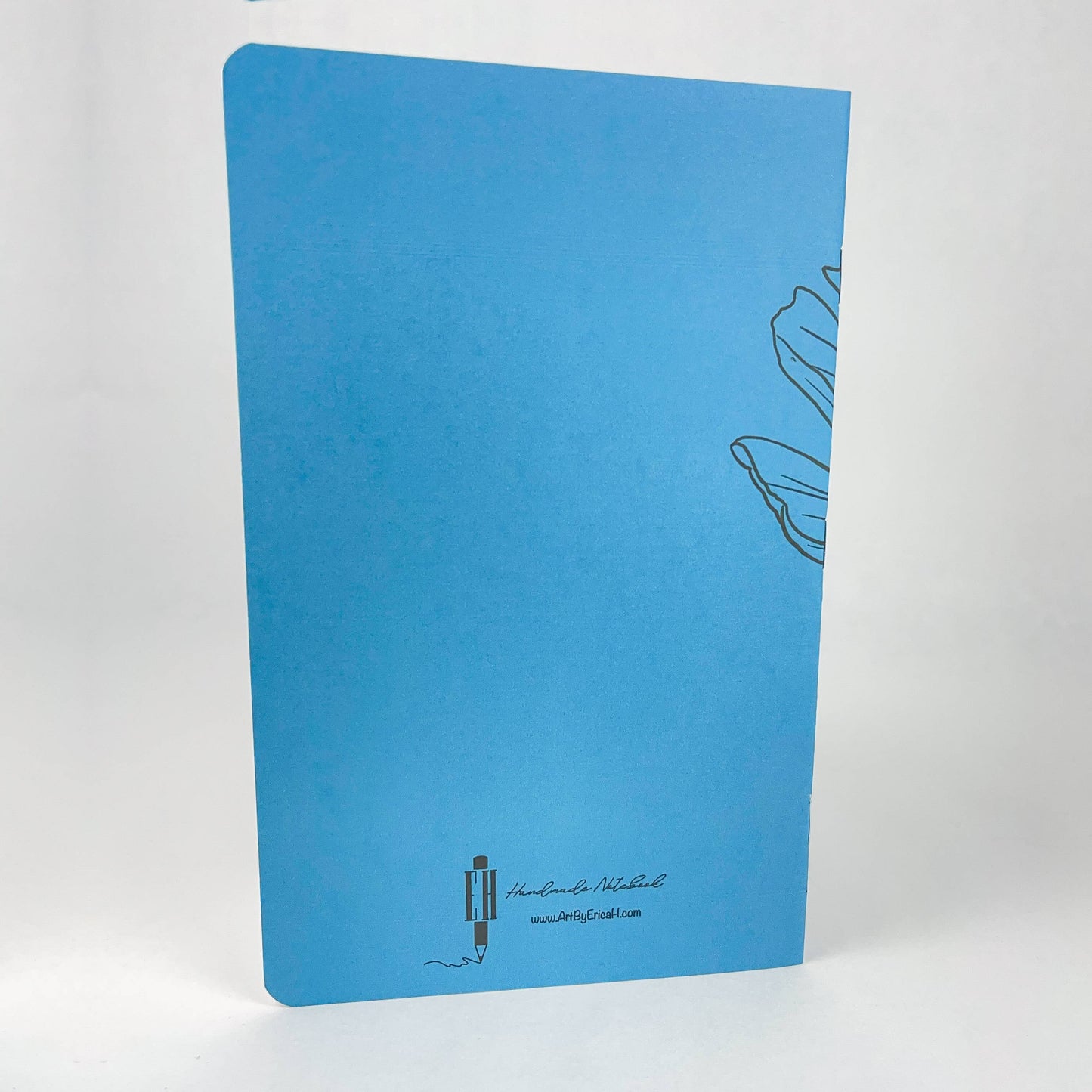 Inked Flowers - Style 1 - Blue - Handmade Saddle Bound A5