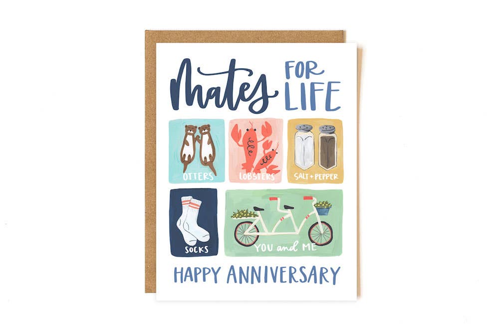 Mates for Life Love Anniversary Greeting Card