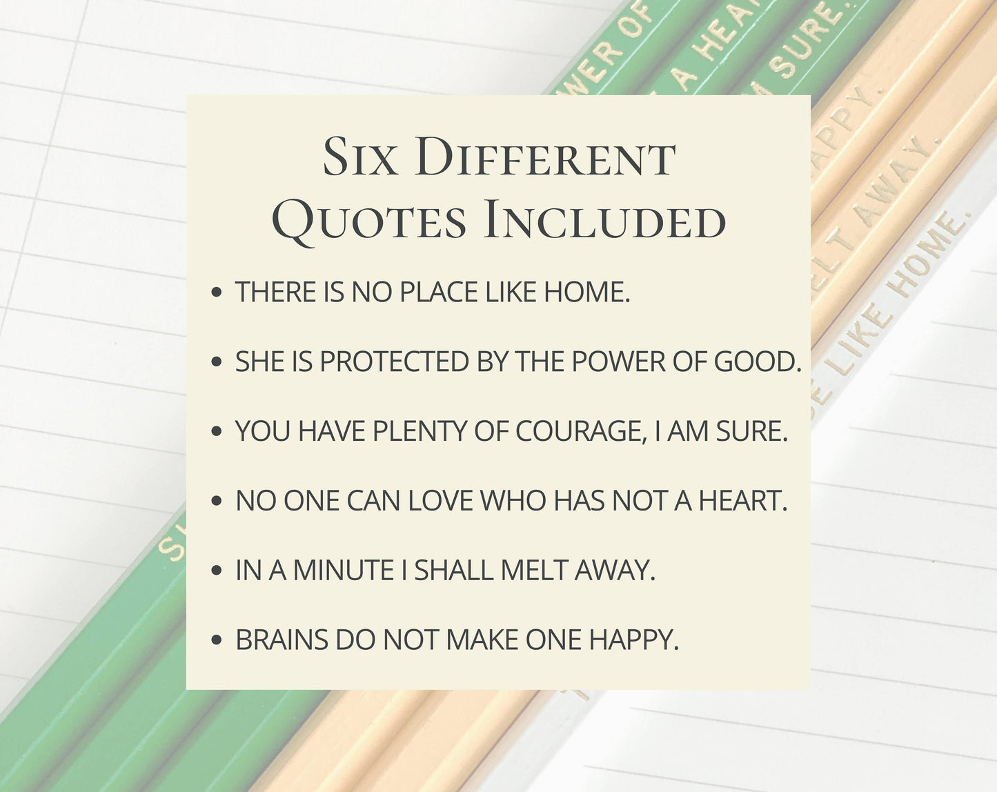 Wizard of Oz Quote Pencils, Classic Books for Children