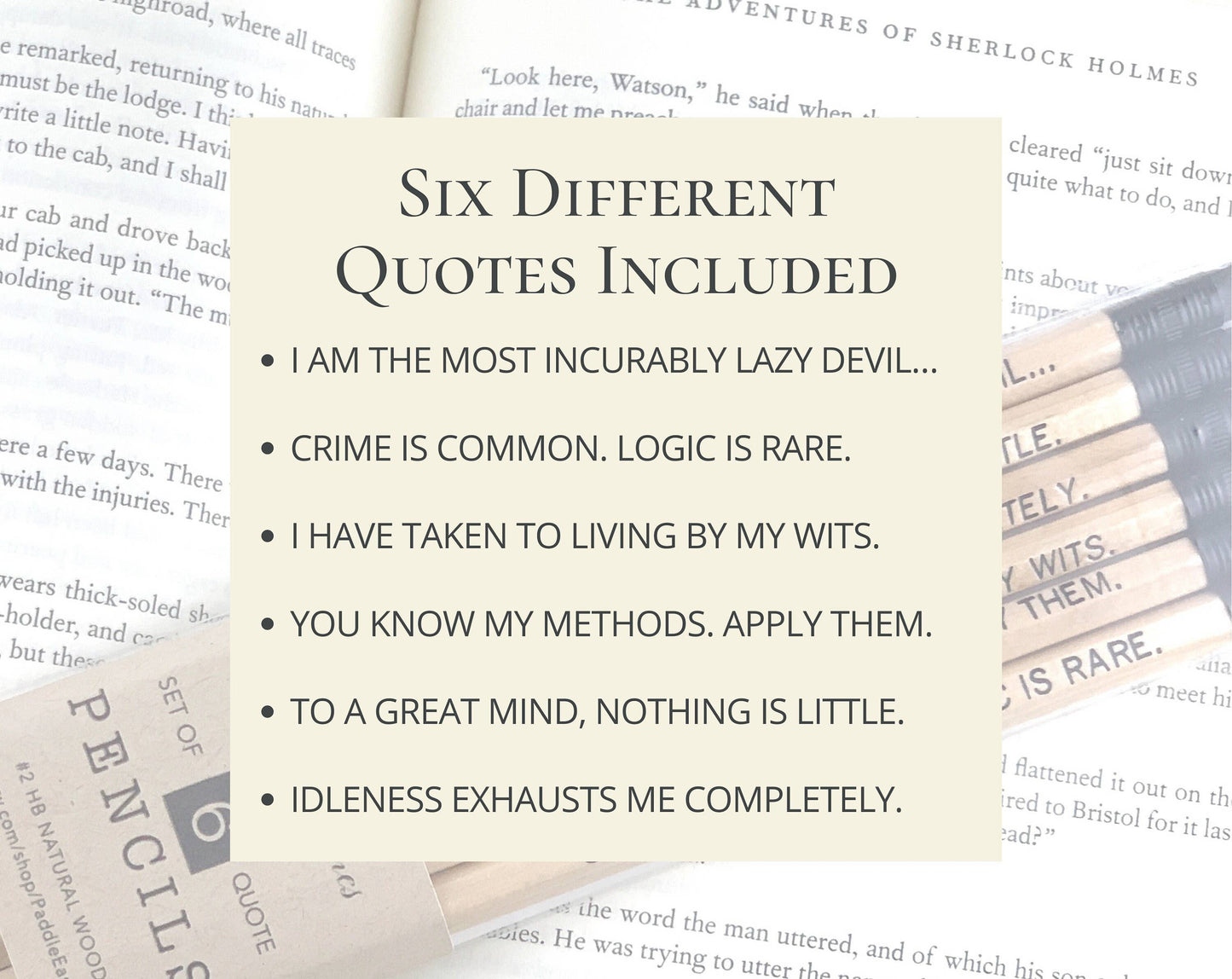 Sherlock Holmes Quote Pencils, Father's Day Bookish Gift