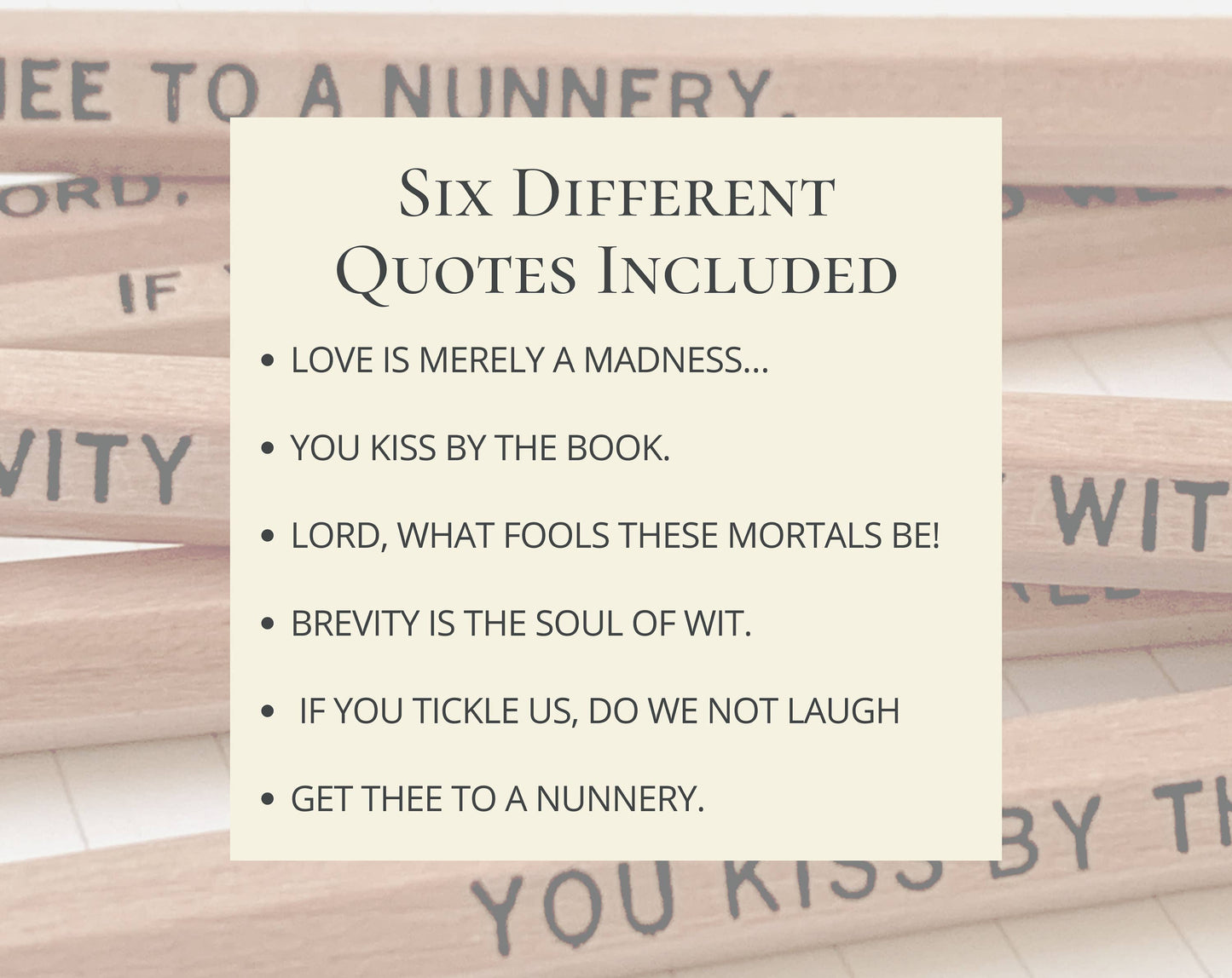 Shakespeare Quote Pencils Literary Gifts